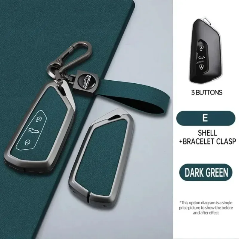 ل VW Volkswagen Polo Tiguan Passat B5 B6 B7 Golf 4 Jetta Lavida Skoda Octavia Golf 7 MK7 ID.3 4 غطاء حافظة مفاتيح السيارة من سبائك الزنك #3