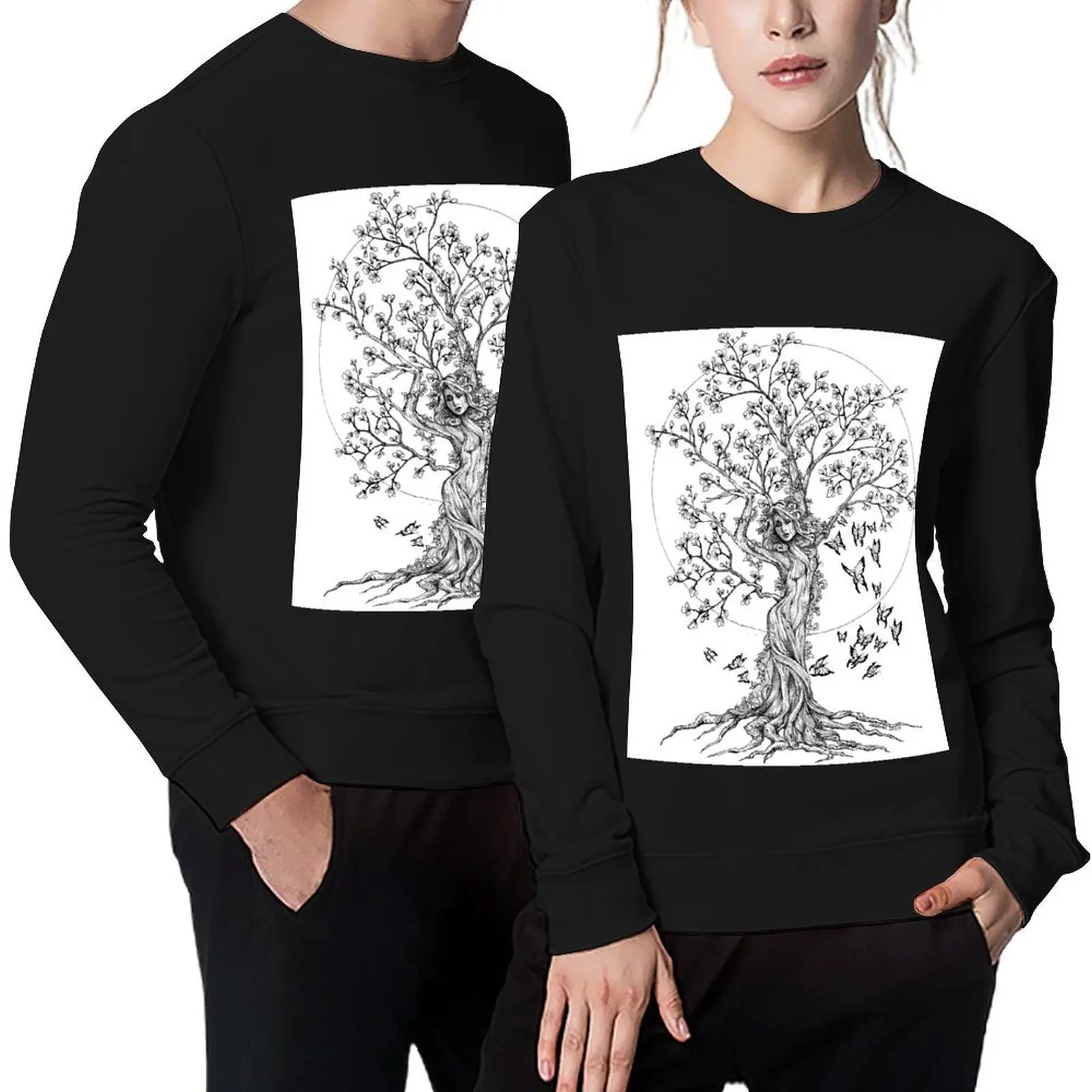 Gaia Tree of Life بلوفر رجالي ملابس الخريف ملابس رجالي بدلة رياضية ملابس رجالية بلوفر