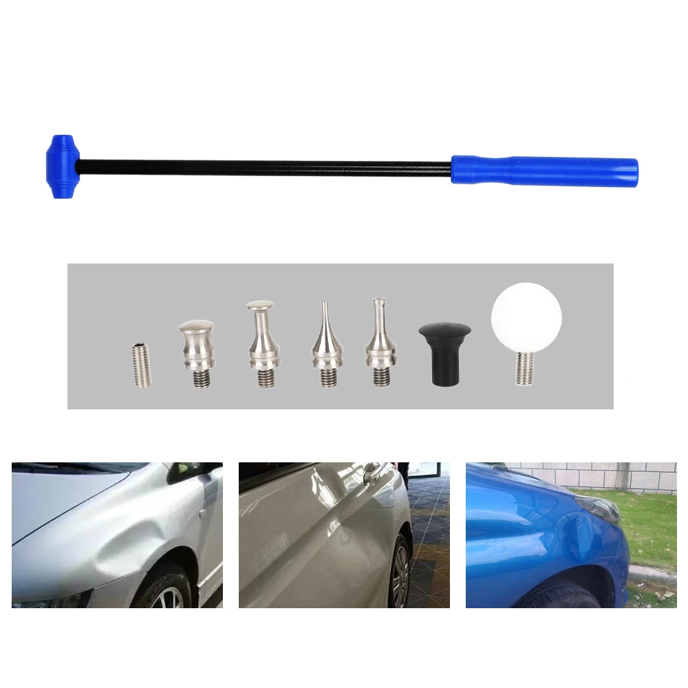 

Car Dent Repair Tools Titanium Alloy Tapper Bulge Percussion Hammer M8 Screw Carbon Fiber Long Handle Automobile Accessories