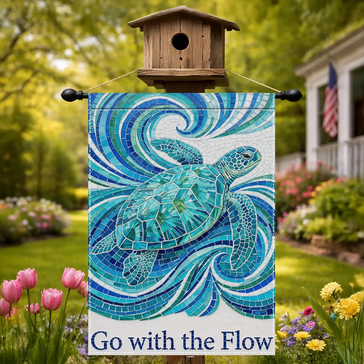 Welcome Sea Turtle Garden Flag 12x18 for Summer Yard Decor aaz