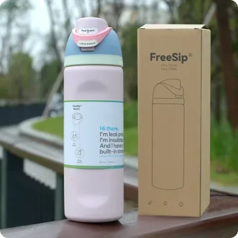

FreeSip Insulated Stainless Steel Water Bottle with Straw for Sports, Travel, And School BPA-Free Sports Water Bottle,24oz