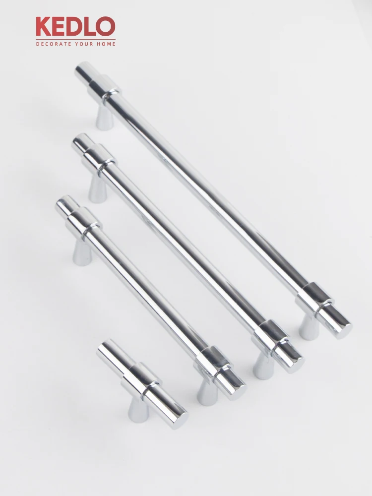 KEDLO Europäischer Stil Luxuriöser Massiver Messinggriff mit Gebürstetem Nickel für Küchenschubladen, Glänzend Silberner Langer Griff – Detail 9