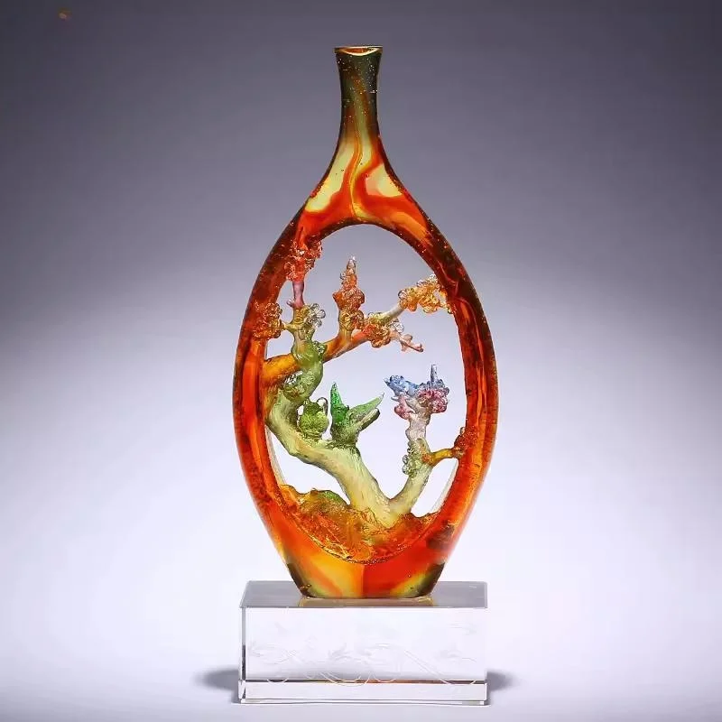 

G098 Creative happy plum blossom vase glazed ornaments light luxury high-grade Chinese style home decorations