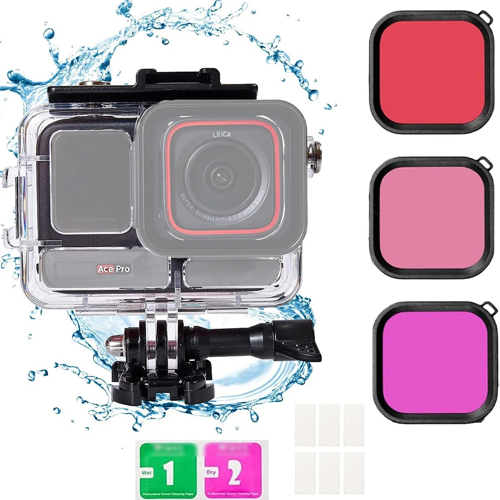 Tauchgehäuse, wasserdichtes Gehäuse, 60 Meter, schützt Tauchabdeckung, Schutz für Insta360 Ace PRO Pro2 Ace-Pro Action-Kamera-Zubehör – Detail 1