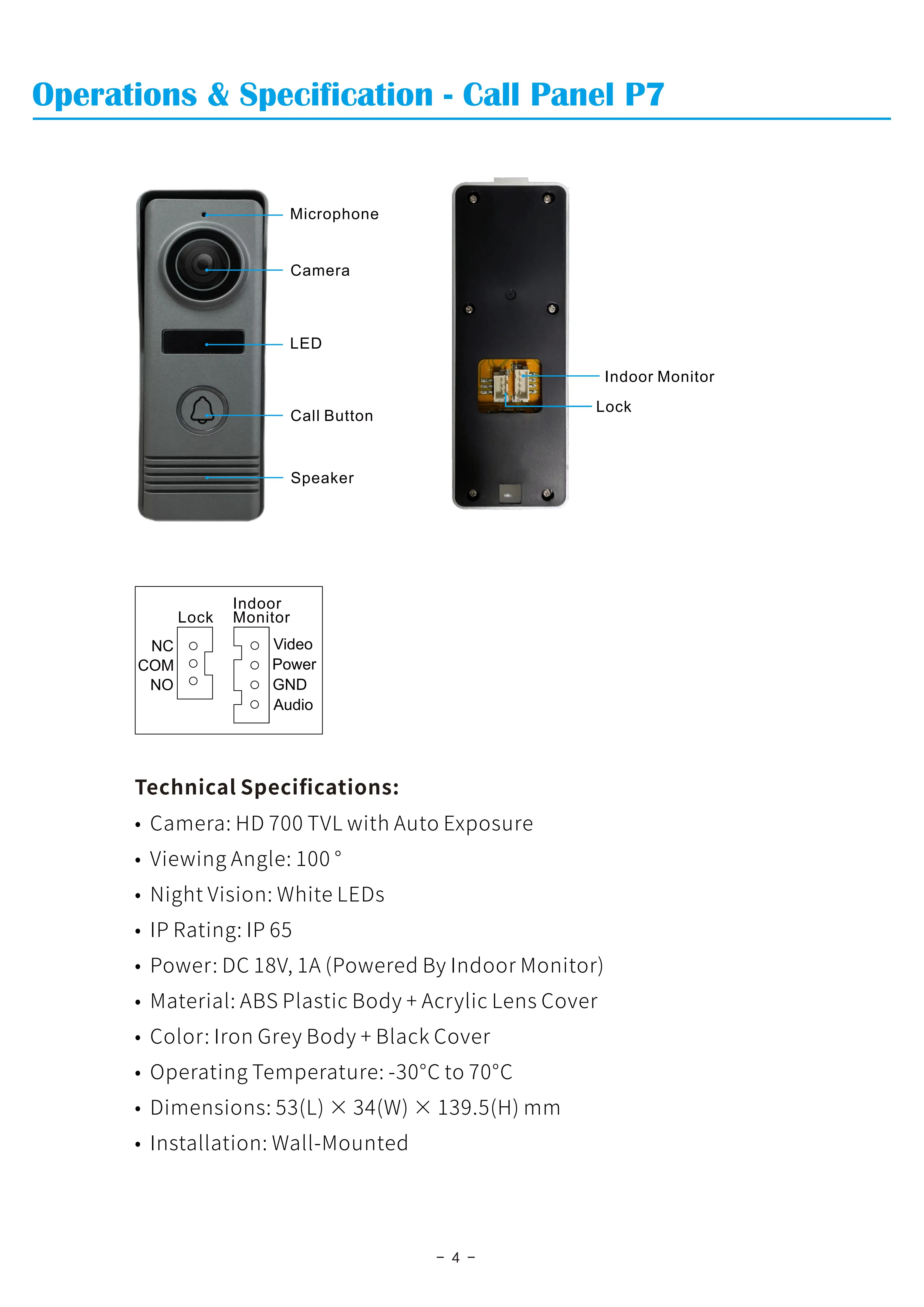 7inch Color Wired Video Intercom System Visual Doorphone Camera Video Doorbell Door Phone Kits for Home IP Villa Apartment M73T