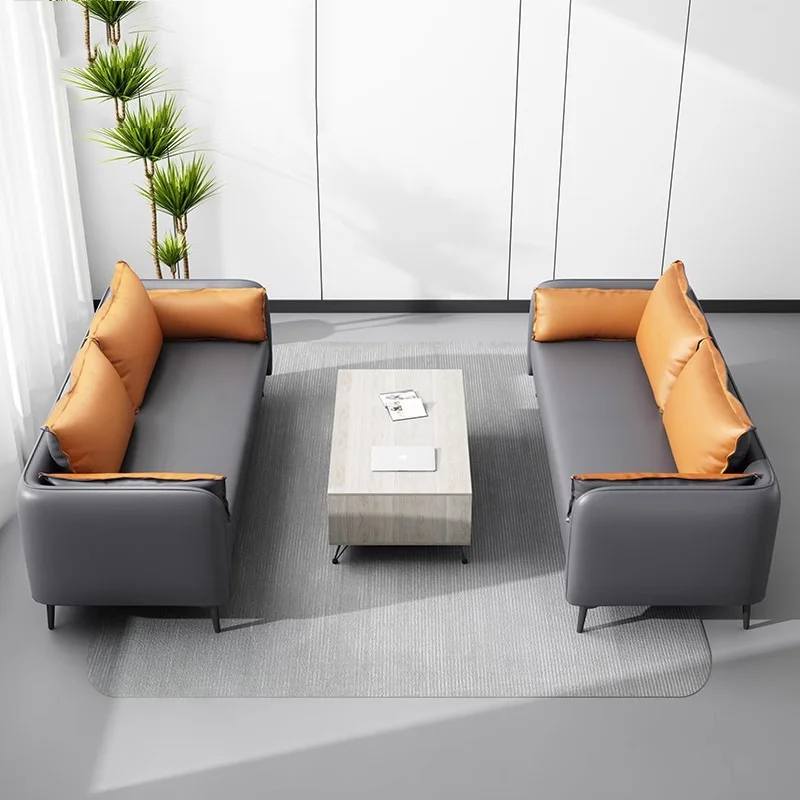 

#Office Sofa Wooden Frame Modern Simple Three-seater Meeting Reception Room Guest Coffee Table