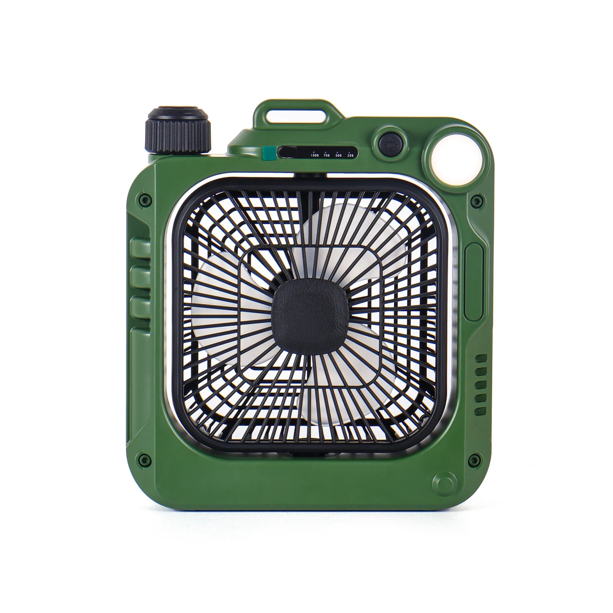 Camping Fan Rechargeable, 10000mAh Battery Powered Portable Fan with LED Light & Hook, 4-Speed 270° Adjustable
