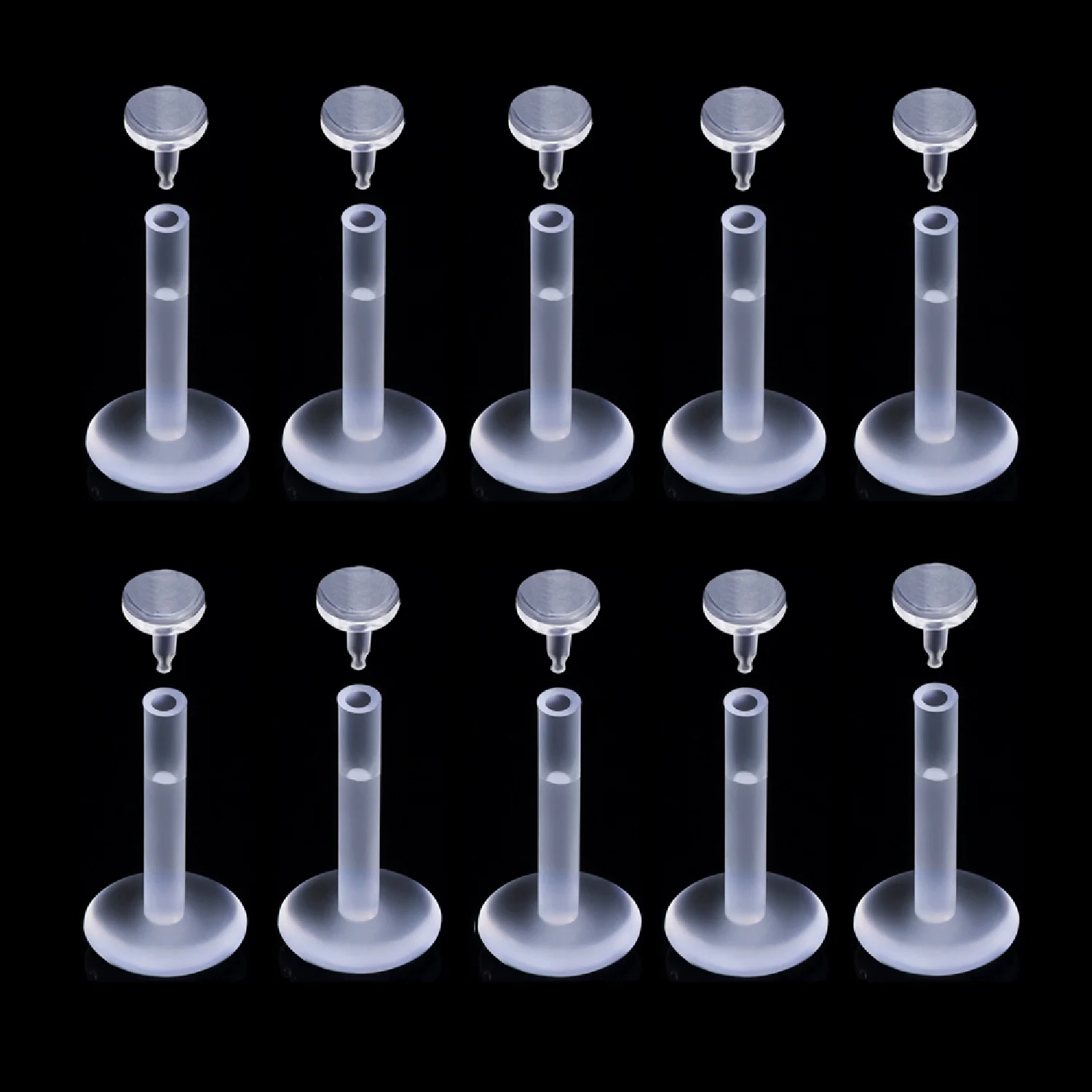 Bulk Acrylic Push In 16g 1.2mm & 14g 1.6mm Labret Ring Bar Bioflex Monroe Lip Stud Ear Tragus Clear Retainer Piercing