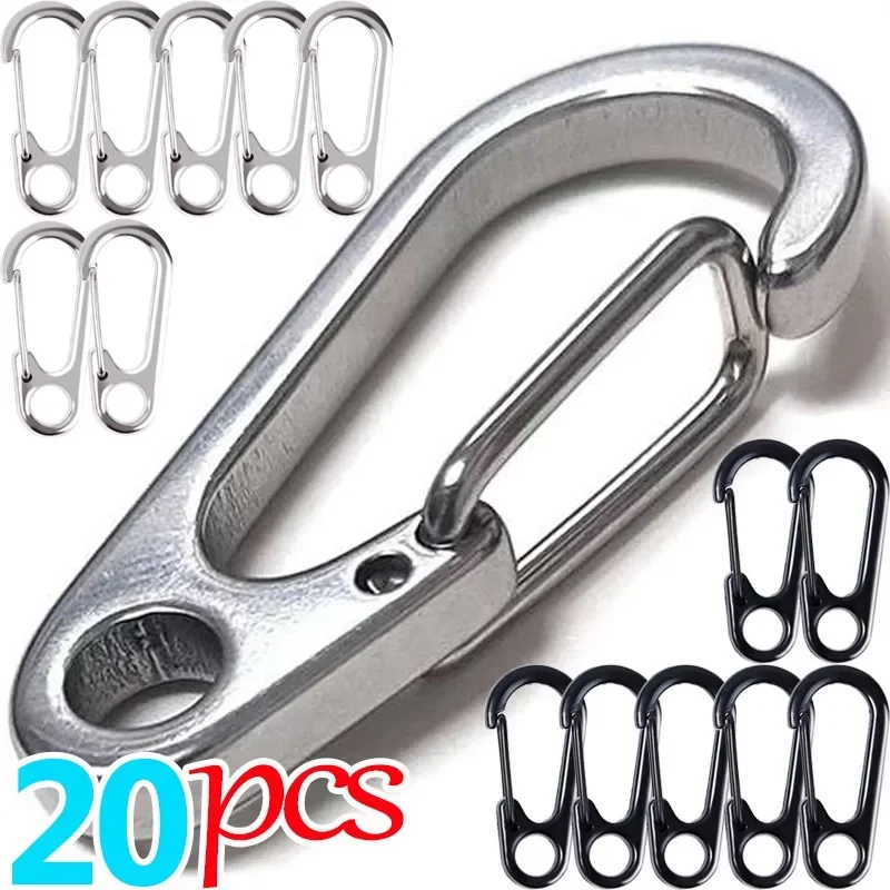 5-20pcs Lobster Clasp Buckle Keychian Mini Carabiners Outdoor Camping Hiking Buckles Alloy Spring Snap Hook Key Holder Tool Clip