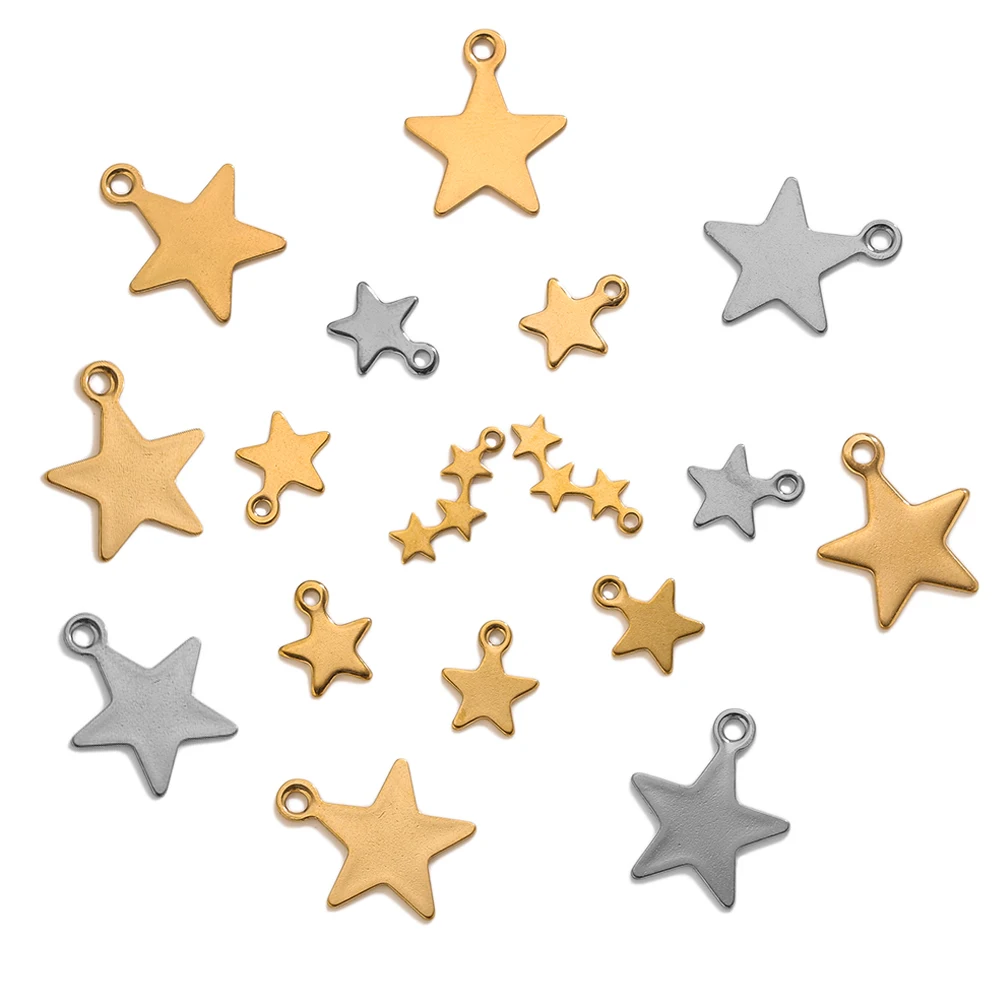 20pcs/lot Star Charms for Jewelry Making Stainless Steel Gold Color DIY Handmade Necklace Bracelet Pendants Accessories Wholesal view 3
