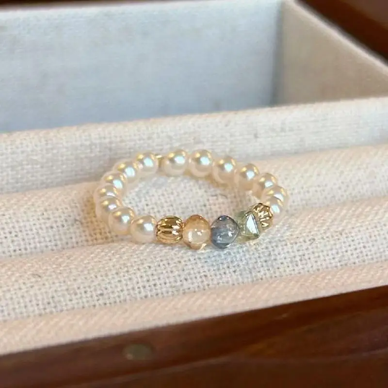 High Quality colour Pearl rings for women New in Simple Style Light Luxury Fashion Ring Party Wedding Stylish Jewelry