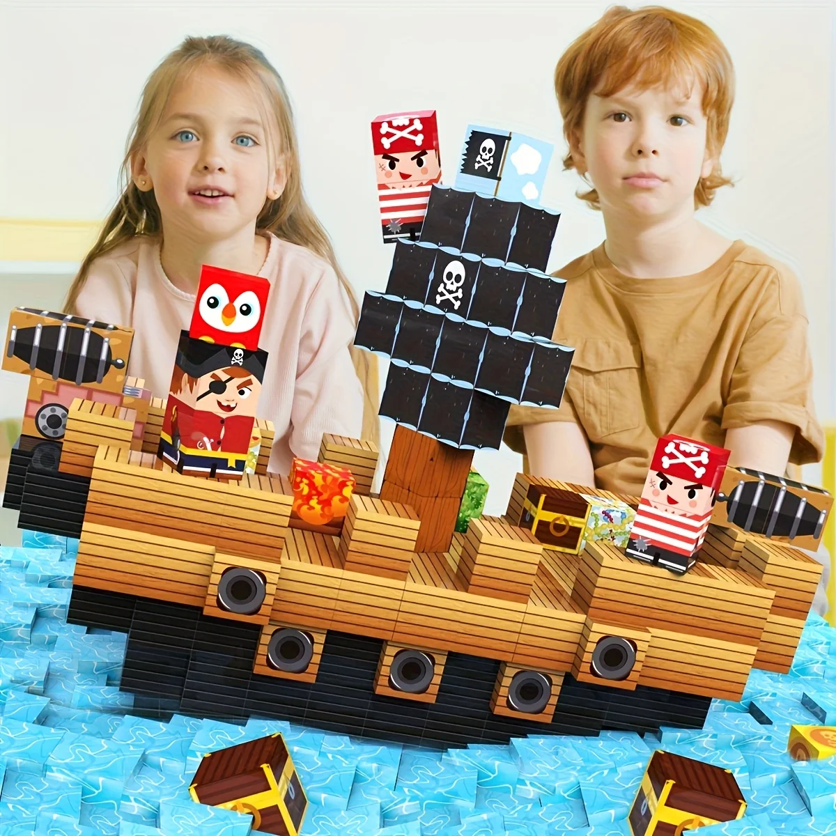 Blocos de construção magnéticos, brinquedos educativos para meninos e meninas, ímãs de empilhamento para crianças, natal, presentes de halloween, cor aleatória