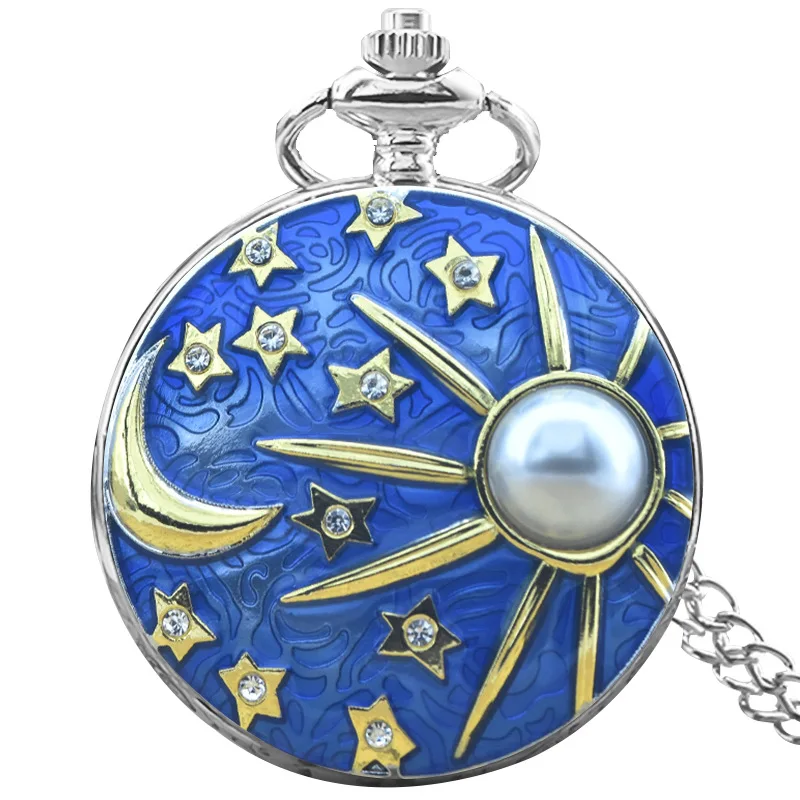 

Star Moon Vintage Pocket Watch Men's and Women's Fashion Pendant Necklace Quartz Pocket Watch Children's Holiday Gift