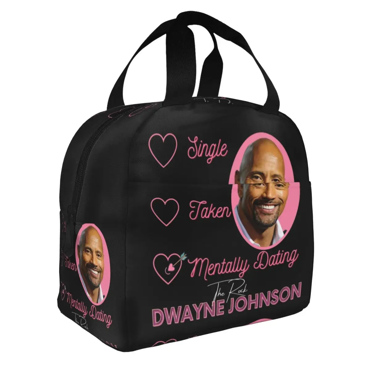 Custom The Rock Face Dwayne Portable Lunch Box Women Waterproof Famous Actor Johnson Thermal Cooler Food Insulated Lunch Bag