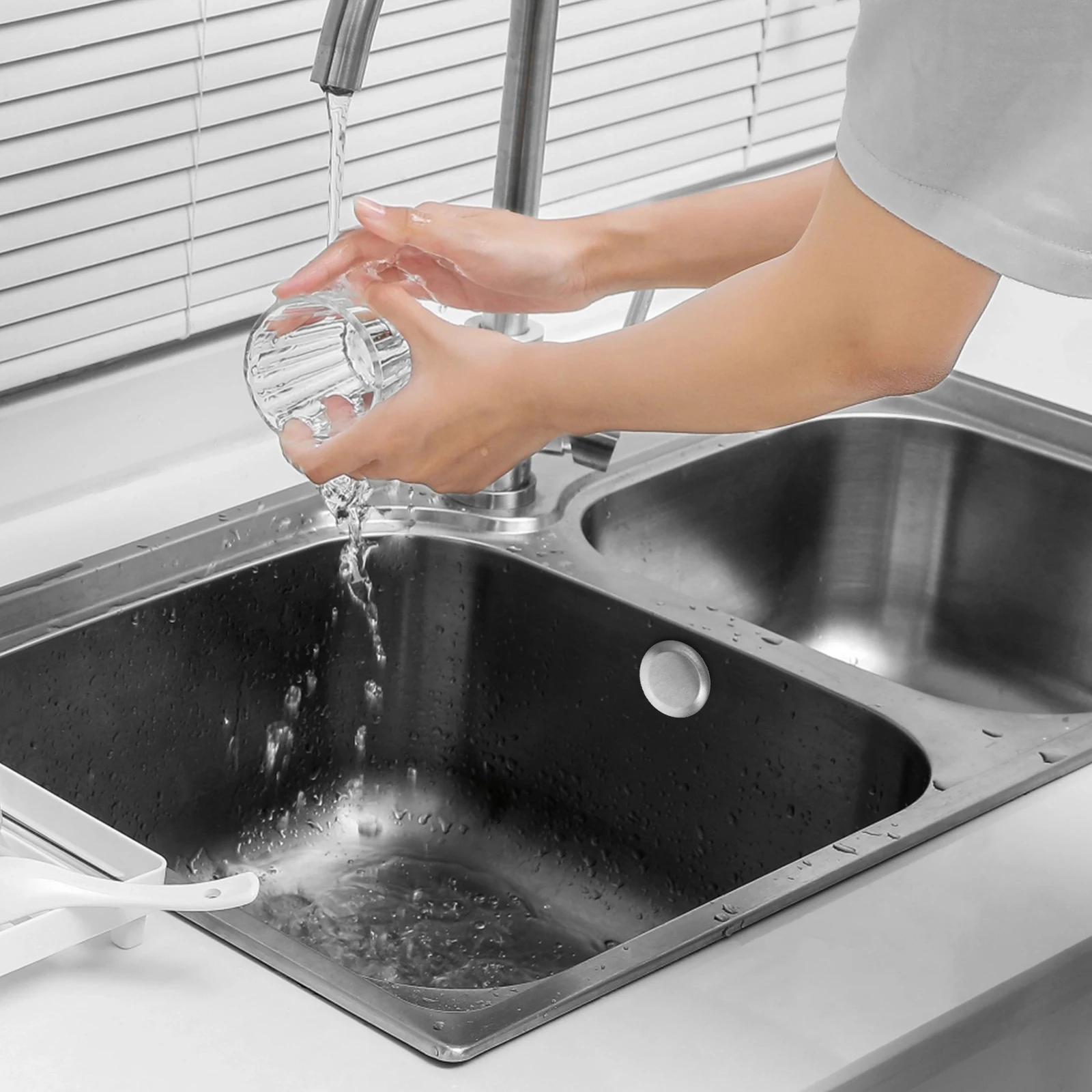 

4pcs Sink Hole Cover Stainless Steel Kitchen Sink Covers Countertop Plugs Bath Overflow Drain Cap Brass Durable Functional