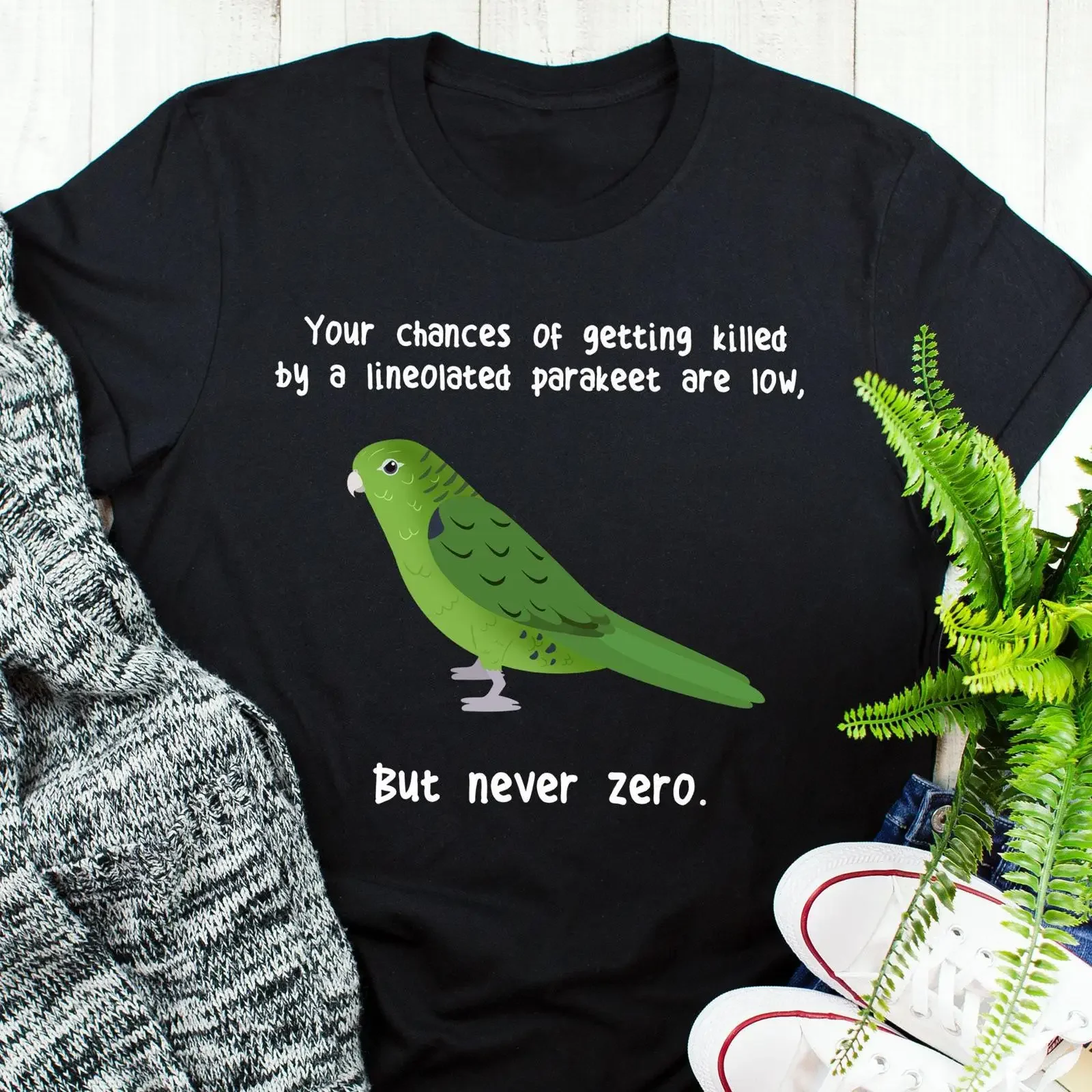 Funny Lineolated Barred Parakeet Never Zero T Shirt Cute Linnie Parrot for Bird Lover Pet vintage Washed Soft fashion Stretched