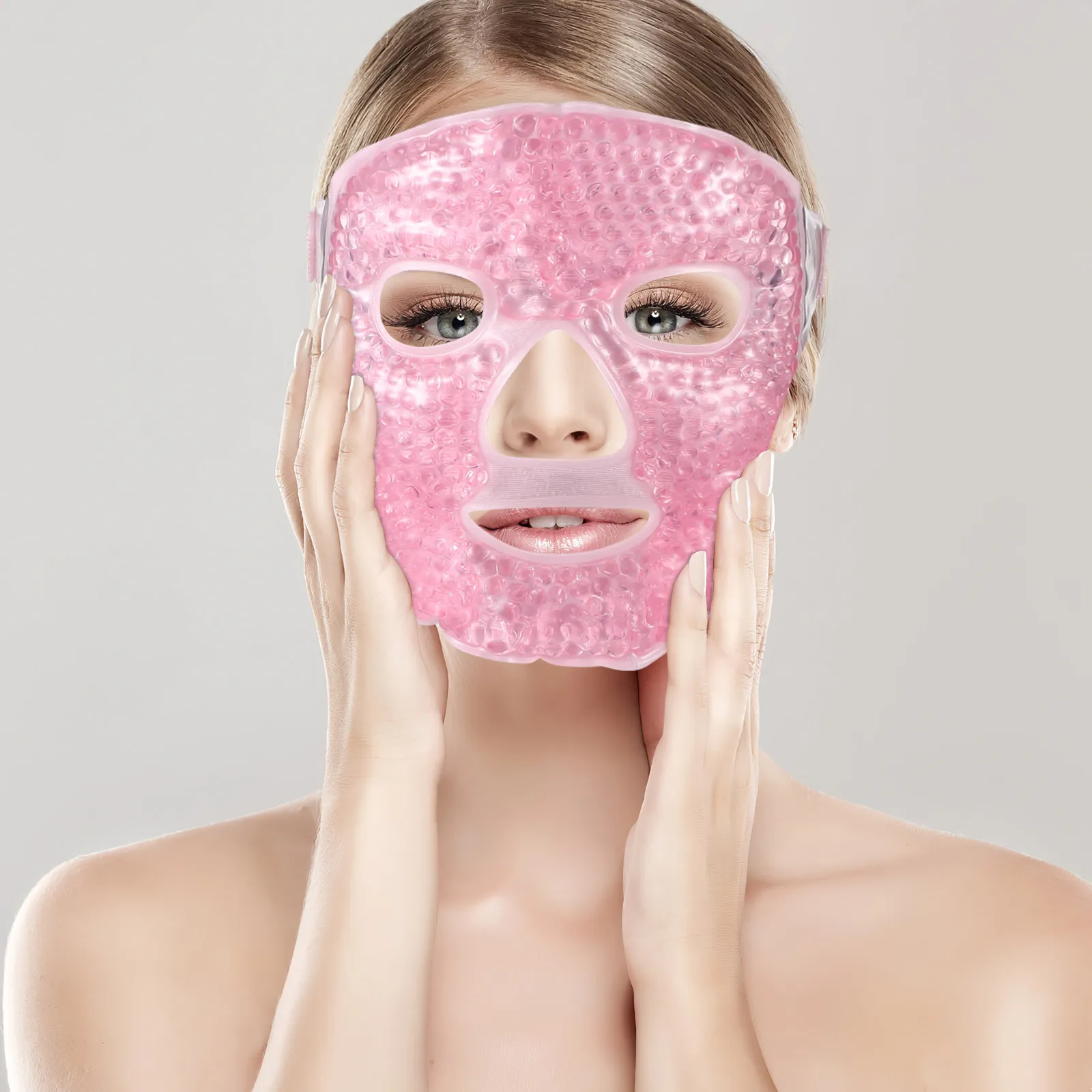 2Pcs Elastic Strap Cold Hot Compress Eye Mask PVC Cooling Face Mask for Women Eye Relief Puffiness Fatigue Stress Sleep Aid
