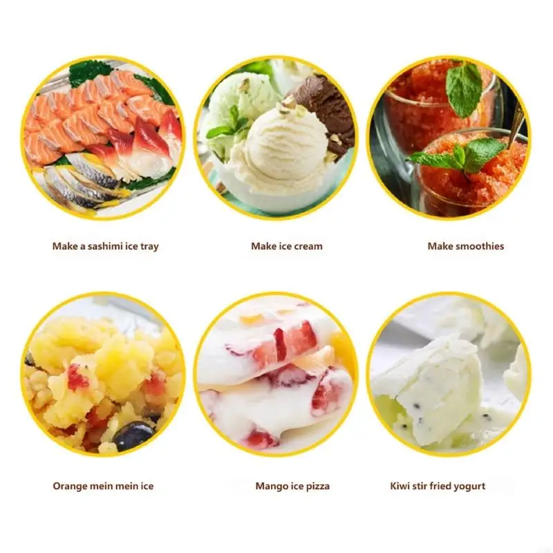 J1HF Ice Cream Maker Pan with 2 Scrapers Ice Cream Maker Plate Multifunctional Cold