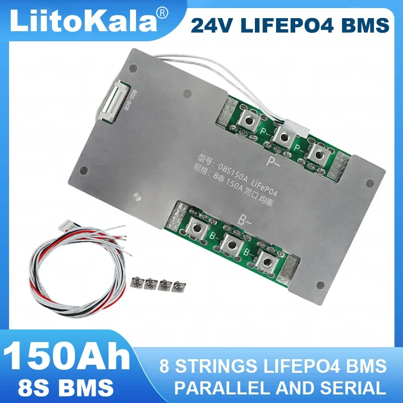 12V 24V 4s 8s LiFePO4 Battery BMS 100ah 150ah High-Power Protection Board Can Connected in Series or parallel for Universal use