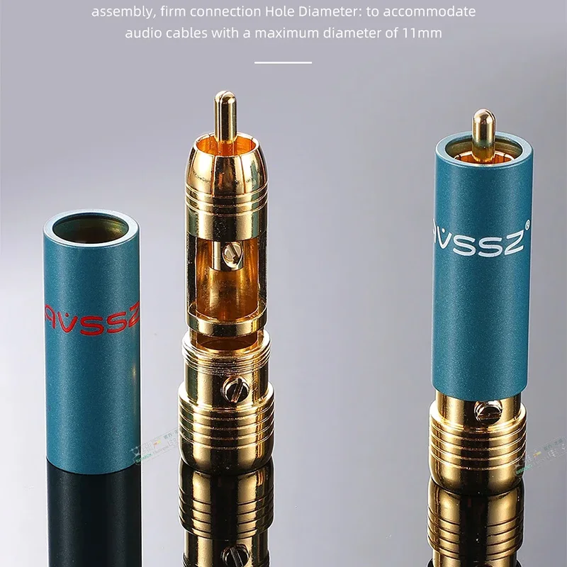 24K RCA Male Plug Connector RCA Self-locking Solder-free Mixer Audio Video Wire Connector Used for Recording Studios Stage Sound