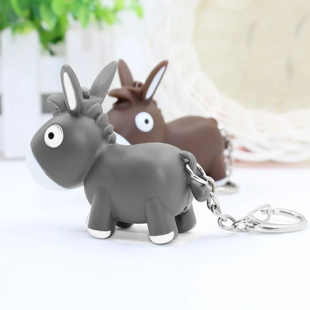 Cartoon Donkey Shape Vocal LED Light Key Chain Key Ring Luminous