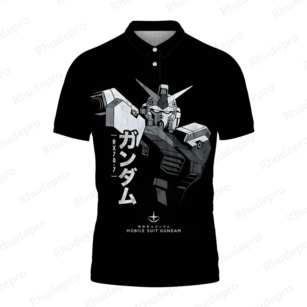 Camisa polo estilo Gundam masculina, tops de hip hop, streetwear Y2K, roupas estilo Harajuku, camisas anime, camisas de presente, novo, 2024