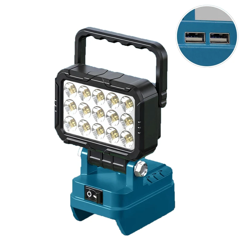 Portable Work Light Home Lighting Torch for Makita/Milwaukee 18V Lithium Batteries for Outdoor