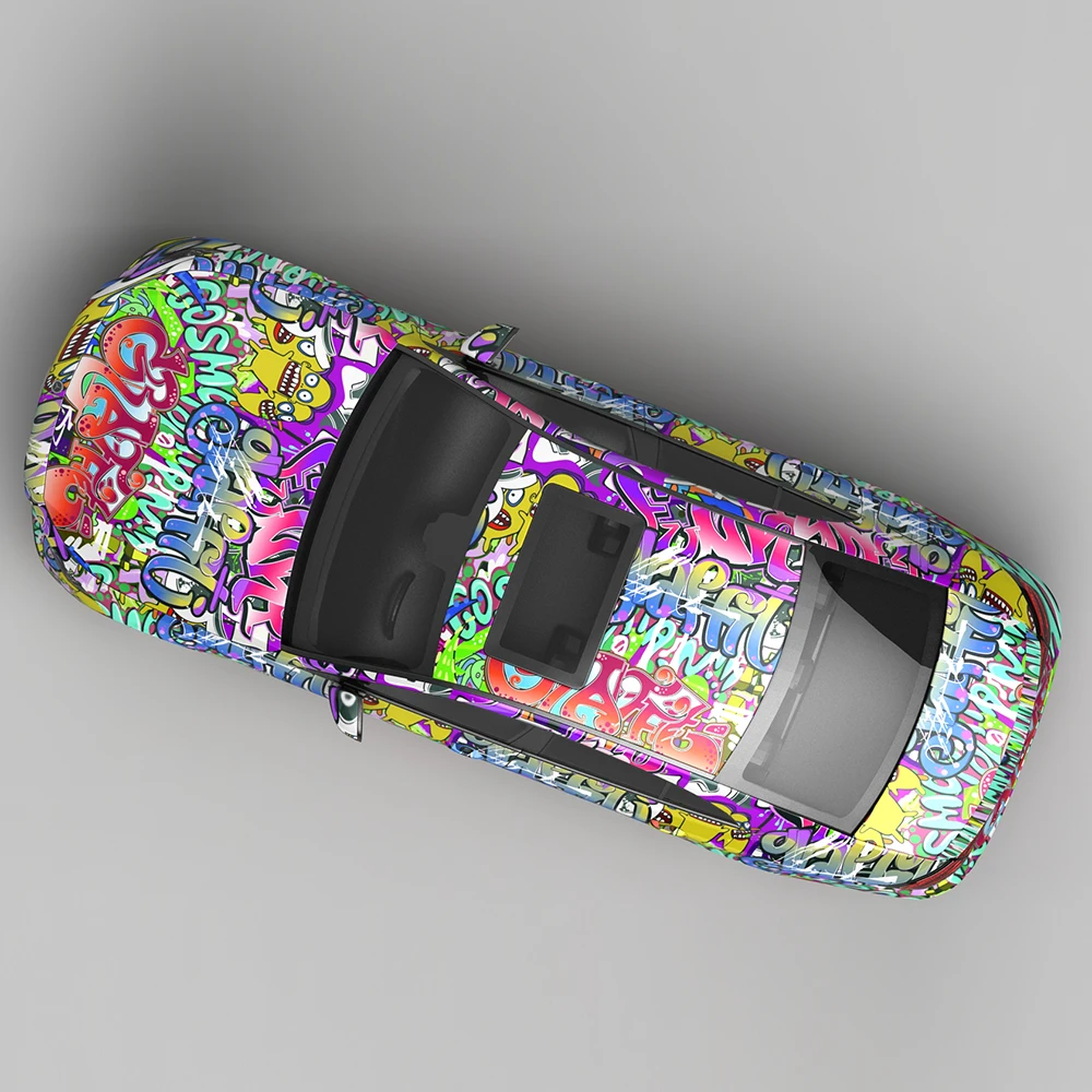 WRAPMASTER 1.52*20m Anime Pattern Customized Vehicle Wraps PET Color Changing Car Wrap Vinyl Sticker Vehicle Free Rendering
