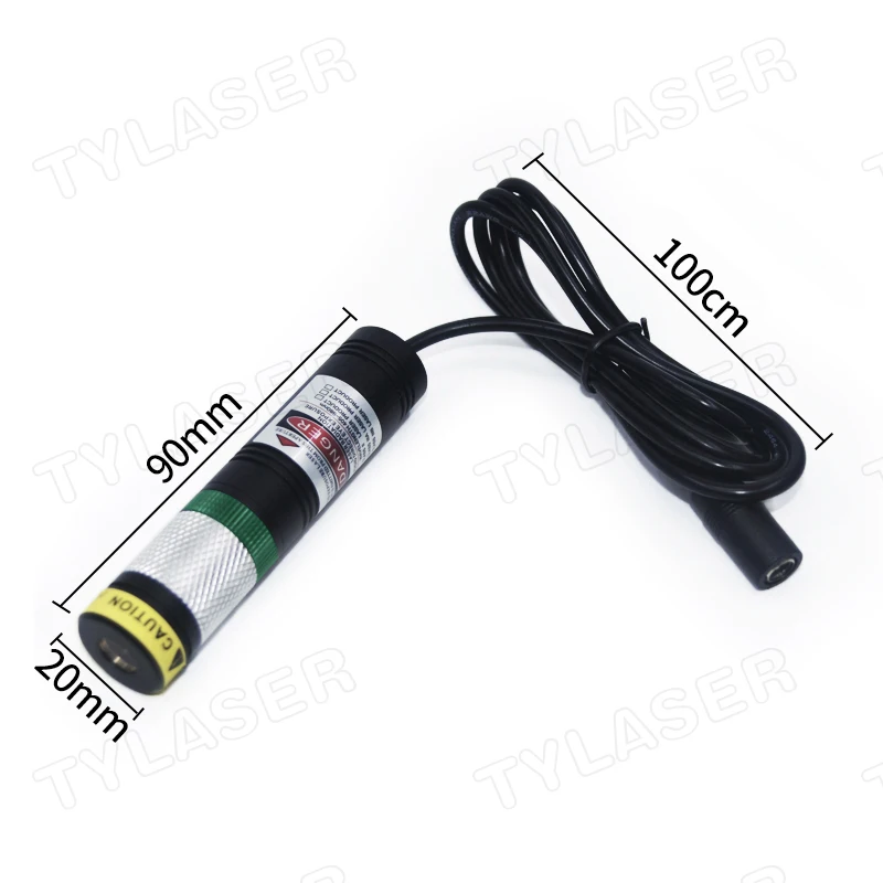 D20X90mm Vetro impermeabile Punto verde diretto 520nm Modulo laser focalizzabile 10mW-135mW per localizzatore di segeria Casa stregata di Halloween