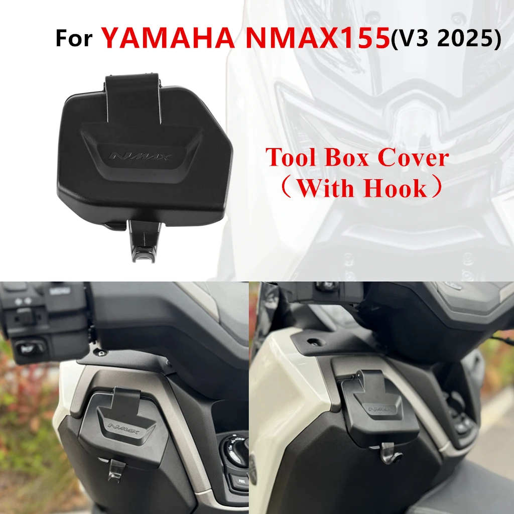 

Motorcycles Tool Box Cover For Yamaha NMAX155 nmax 2025 V3 Accessories Dust Waterproof Storage Lid With Hook (OEM Fit)