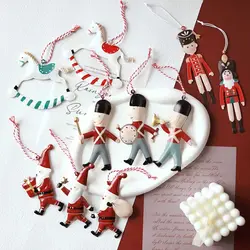 Red&White Christmas Hanging Pendants Double-sides Painted Nordic Embellishment Iron Art Festival Favors Drop Ornaments Gift
