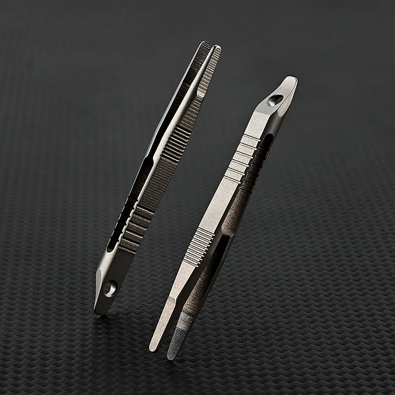 TC4 Titanium Steel Tweezers Multifunction With Corkscrew CNC Machining Clips Outdoor EDC Gadget Keychain Pendant Tool