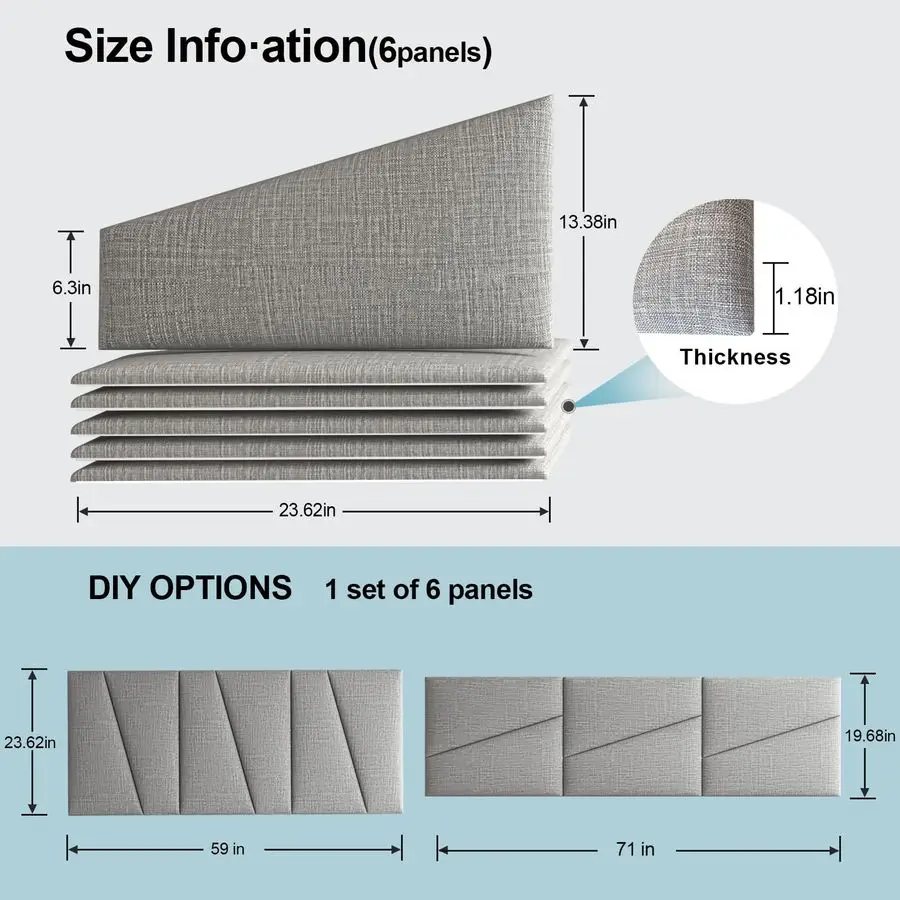 وعصا اللوح الأمامي لغطاء سرير كوين من القماش المنجد على الحائط ولوحة الحشو على الحائط باللون الرمادي الفاتح لغرفة النوم L