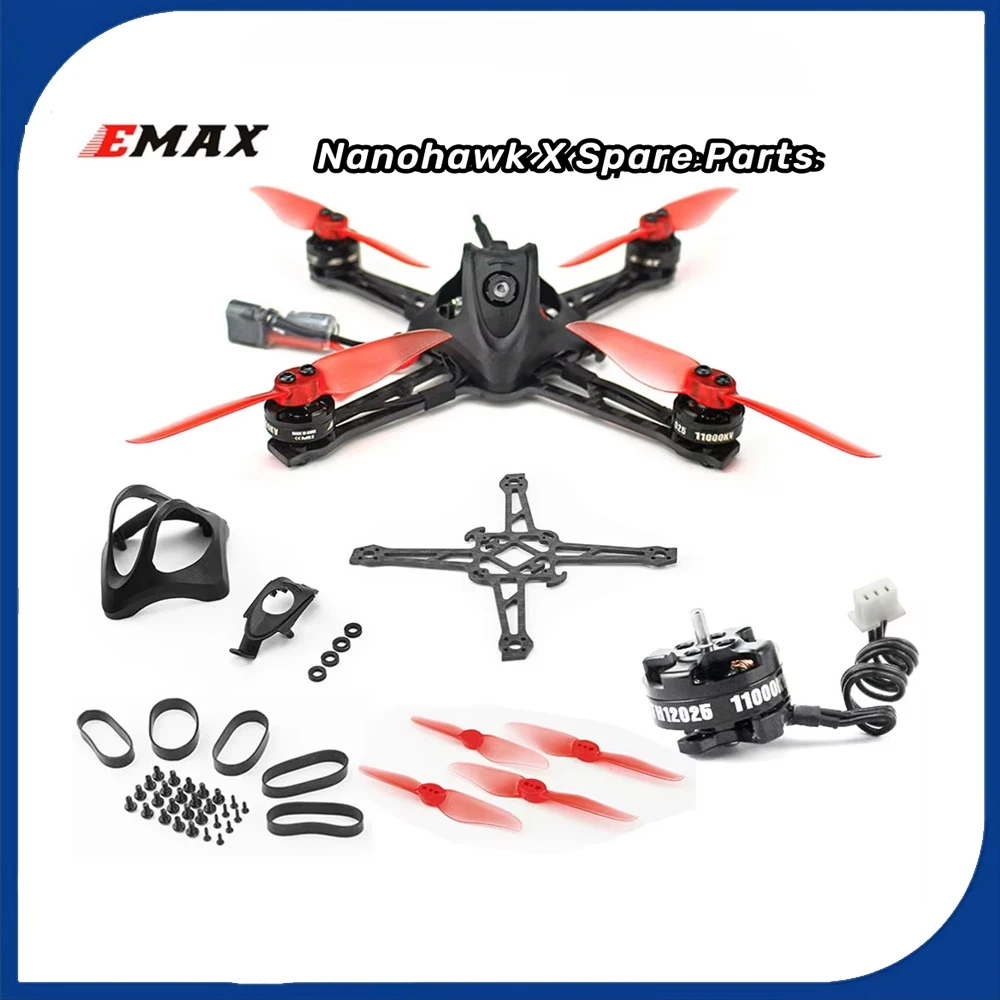 EMAX Nanohawk X reserveonderdelen vervangende luifel TH12025 11000kv motor TH1609 3 inch propellerbodem carbon frame hardwarekit