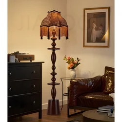 Chinese Style Tassels Floor Lamp Retro Warm Living Room Home Decoration Lamp Creative Design Luxurious Bedroom Lamp LED Lighting