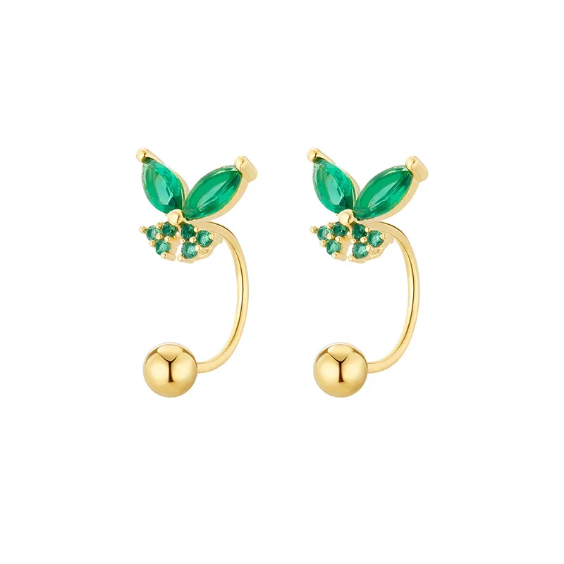 2 Pcs Exquisite Green Butterfly Fashion Personality Y2K Imitation Luxury Copper Earrings Women Prom Party Daily Jewelry image 2