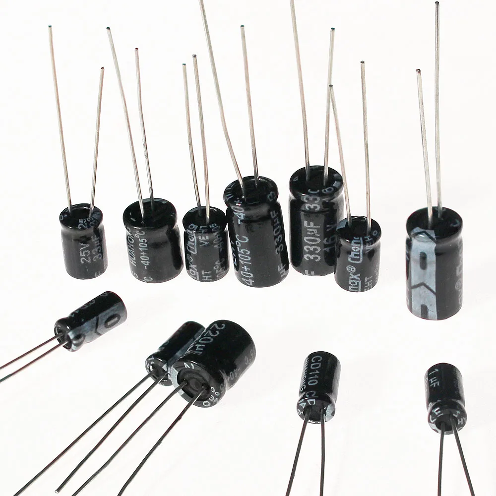 Kit de condensadores electrolíticos de aluminio, 120 Uds., 16V, 25V, 50V, 12 valores, 1uF ~ 470uF para paquete de componentes de condensadores electrónicos DIY