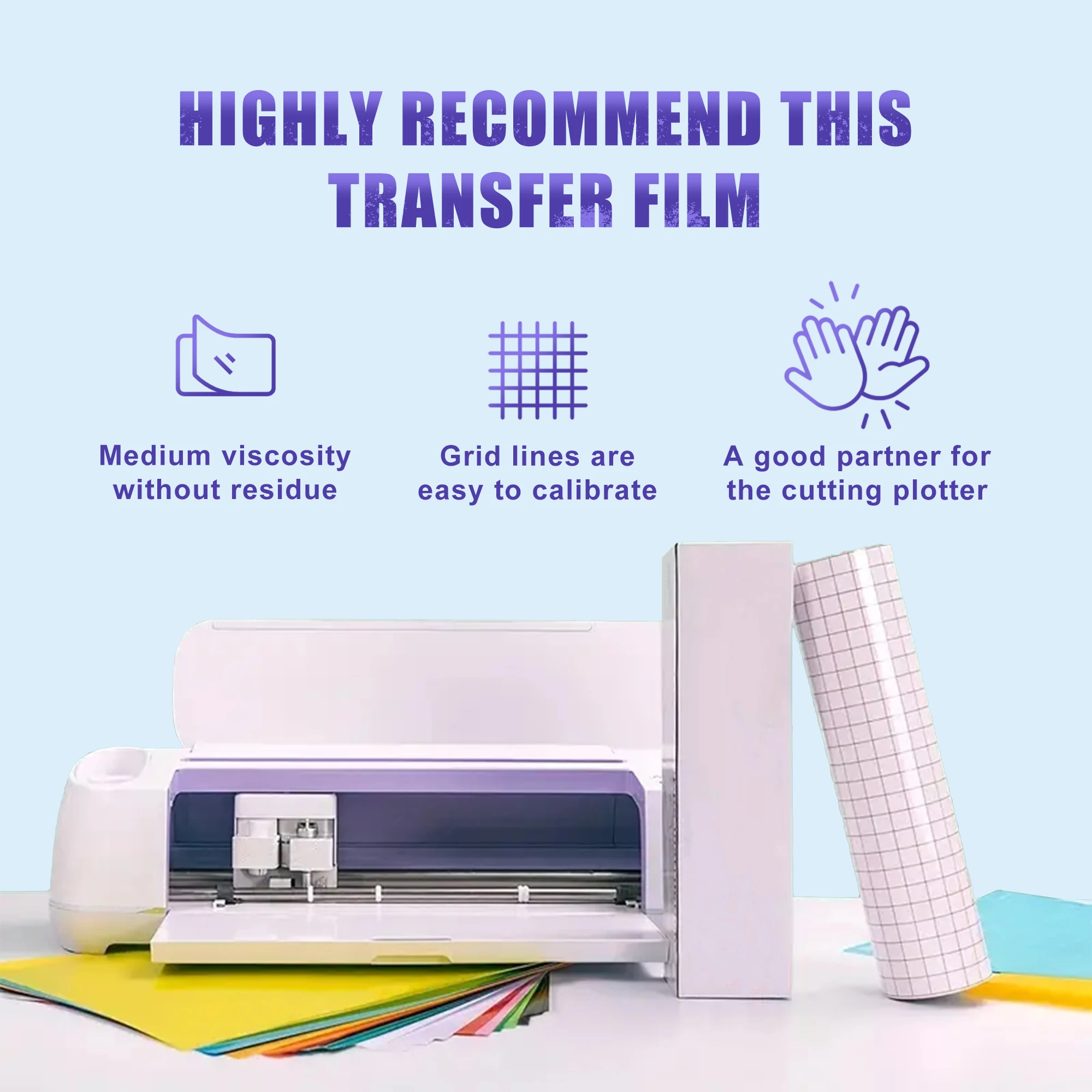 Clear Vinyl Transfer Paper Tape Roll w/Alignment Grid Application Tape for Silhouette Cameo, Adhesive Vinyl for Decals, Signs