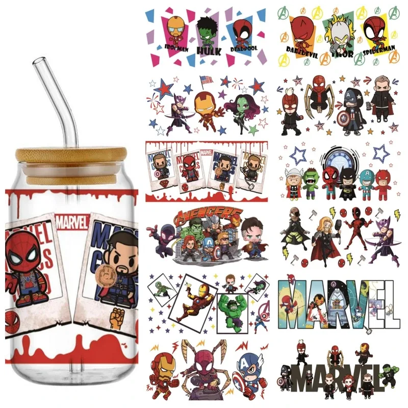 

New design super hero 16oz Sticker Cup Cool Personalize UV Wrap Transfer Sticker Custom Label DIY Logo Selfadhesive Waterproof