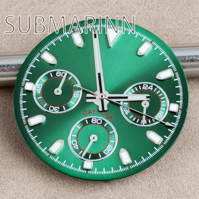 29.5mm VK63 Watch Dial 6 Hands Green Luminous For Chronograph VK63 Movement  High-Quality Watch Dial Modification Accessories