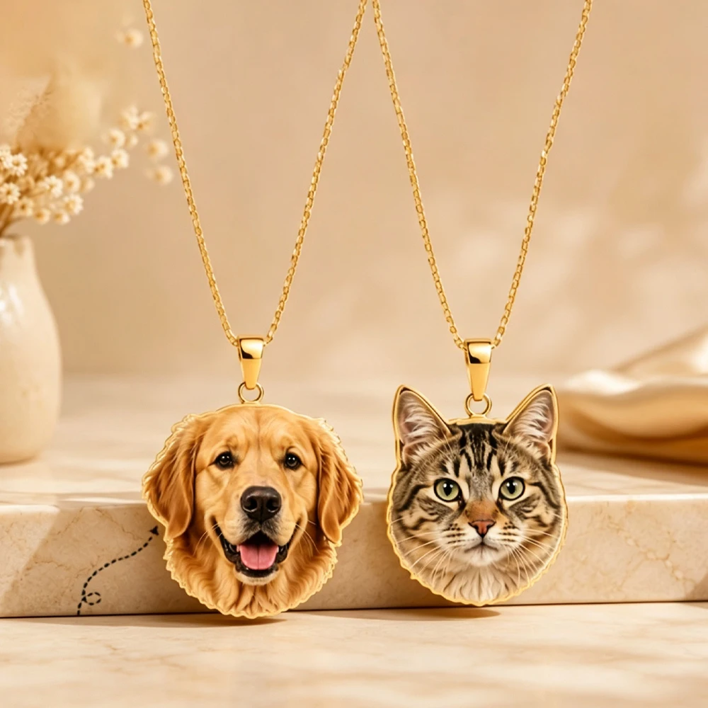 Custom Pet Photo Pendant Necklace Custom Portrait Necklace Acrylic Necklace with color printing Personalized Custom Gifts