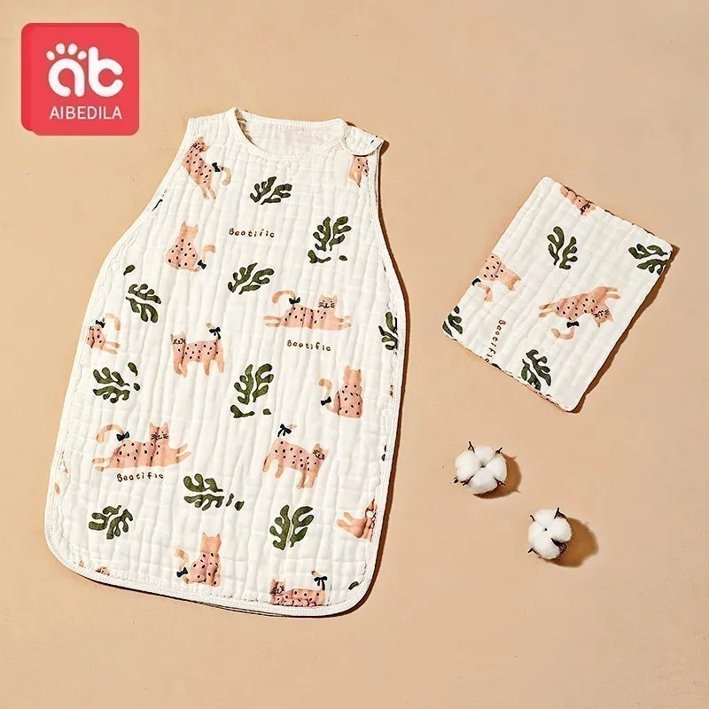 

Спальный мешок AIBEDILA JD110000 для новорожденных, марлевая ткань, без рукавов, мешки для новорожденных, аксессуары для сна