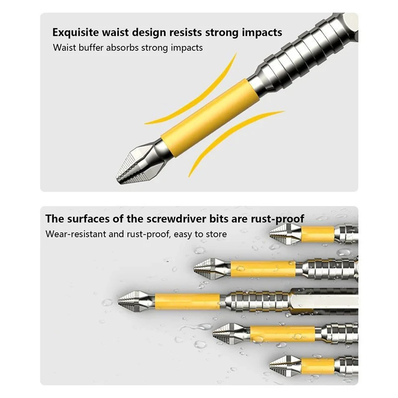 Non-slip PH2 Magnetic Cross Screwdriver Set Hardness Drill Bit Hand Tools - Multiple Sizes Available 25/50/65/70/90/150mm
