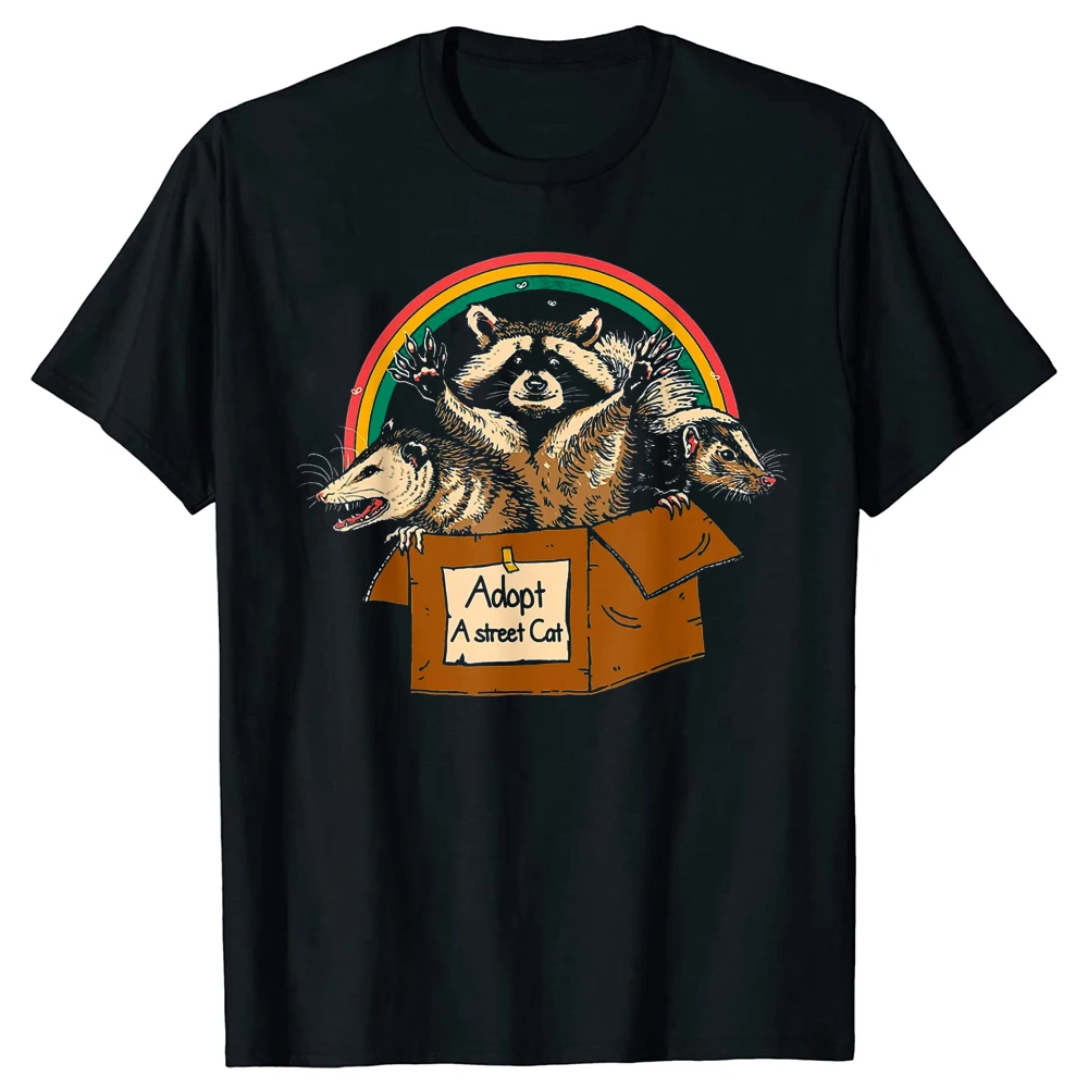 

Streetwear Mens Raccoon T-Shirt Mother's Day Crew Neck Cotton Tshirts Summer We Have Trash Tees Shirts Camisas Gift Short Sleeve