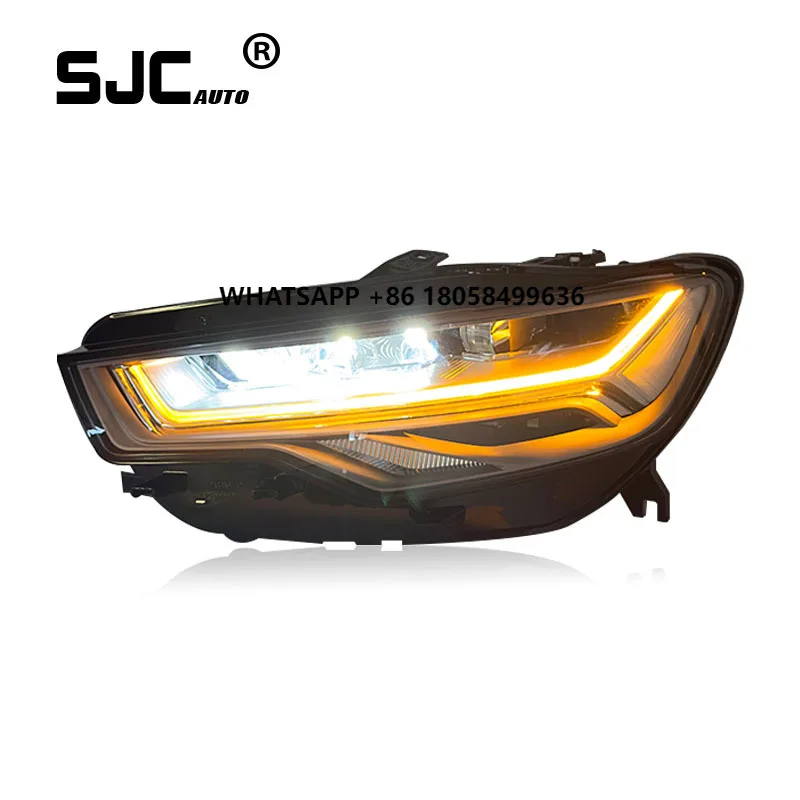 

Автоматические светодиодные фары SJC для A6 C7 12-15, светодиодные передние фары, системы автомобильного освещения, полностью светодиодные обновленные фары, дневные ходовые огни