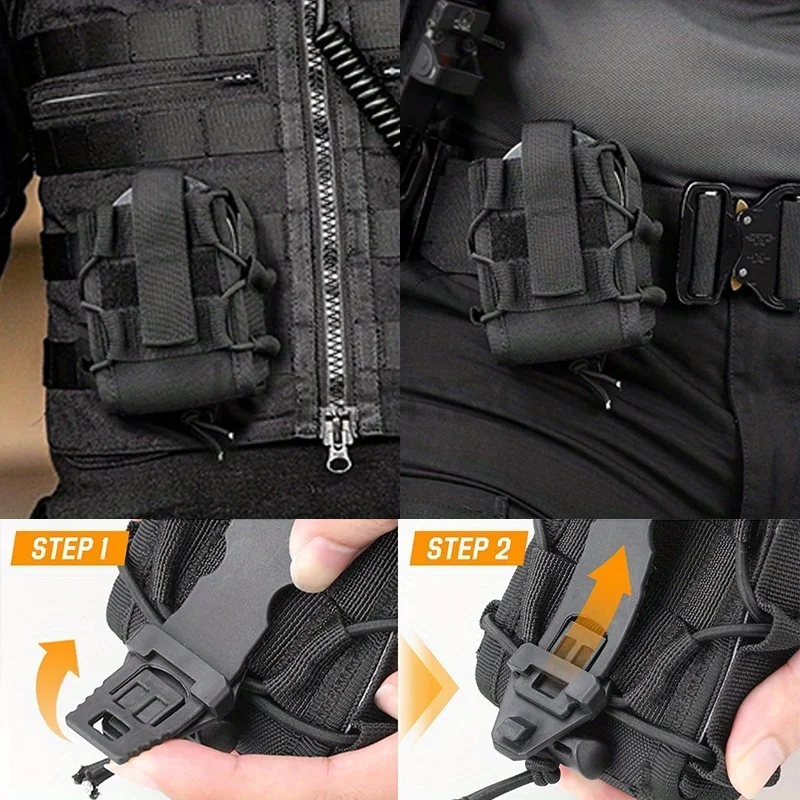 LUC 1000D 나일론 Molle EDC 액세서리 가방, M4 전술 퀵 풀 허리 홀스터 도구 펜치 보관 가방, 벨트 루프 2 개 포함