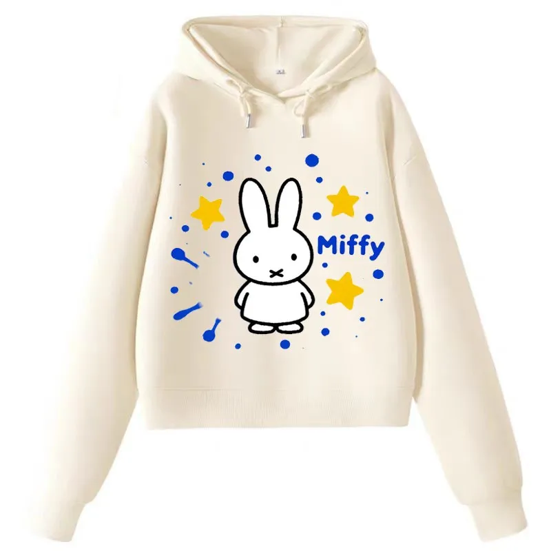 Nw Miffy-Jersey con capucha para hombre y mujer, camisa deportiva holgada de manga larga con estampado de dibujos animados Kawaii, suave y transpirable