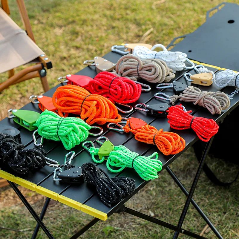 4m/5m Outdoor Camping Supplies Rope Tensioner Air Tent Pulley Adjustment Lifting Rope Tent Windproof Rope Tensioner Buckle Cord