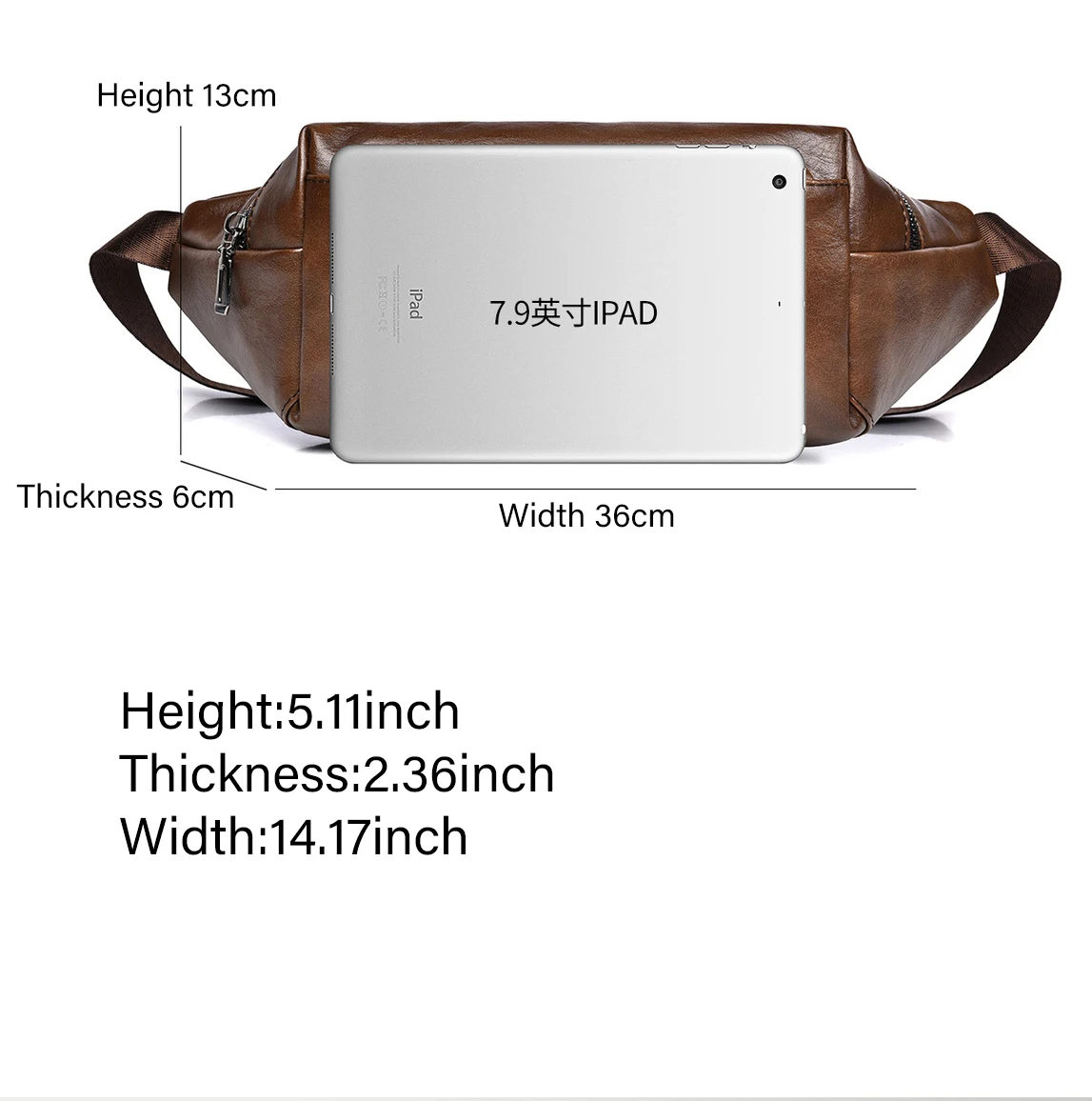 WEIXIER Man Retro High Capacity Sports Waist Bag PU Material Bag Body LOGO Business Men Crossbody Bag Multifunctional Waterproof