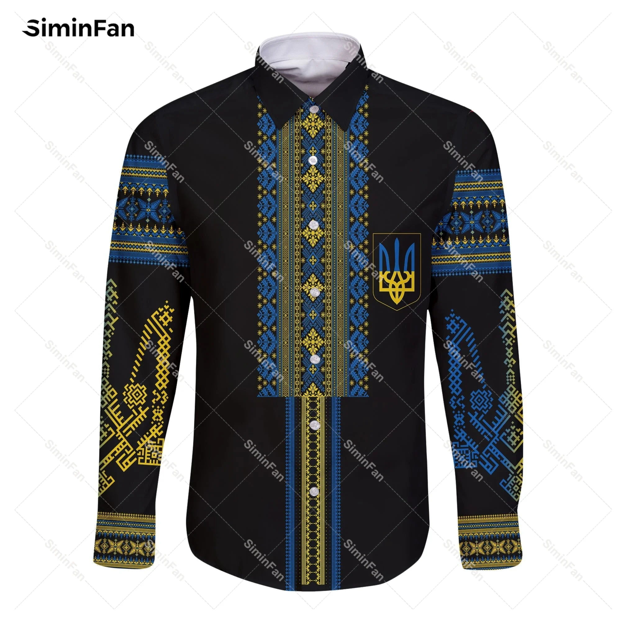 Ukraine Ukrainian Pattern 3D All Over Printed Mens Long Sleeve Shirts Male Female Blouses Unisex Clothes Cuban Collar Top